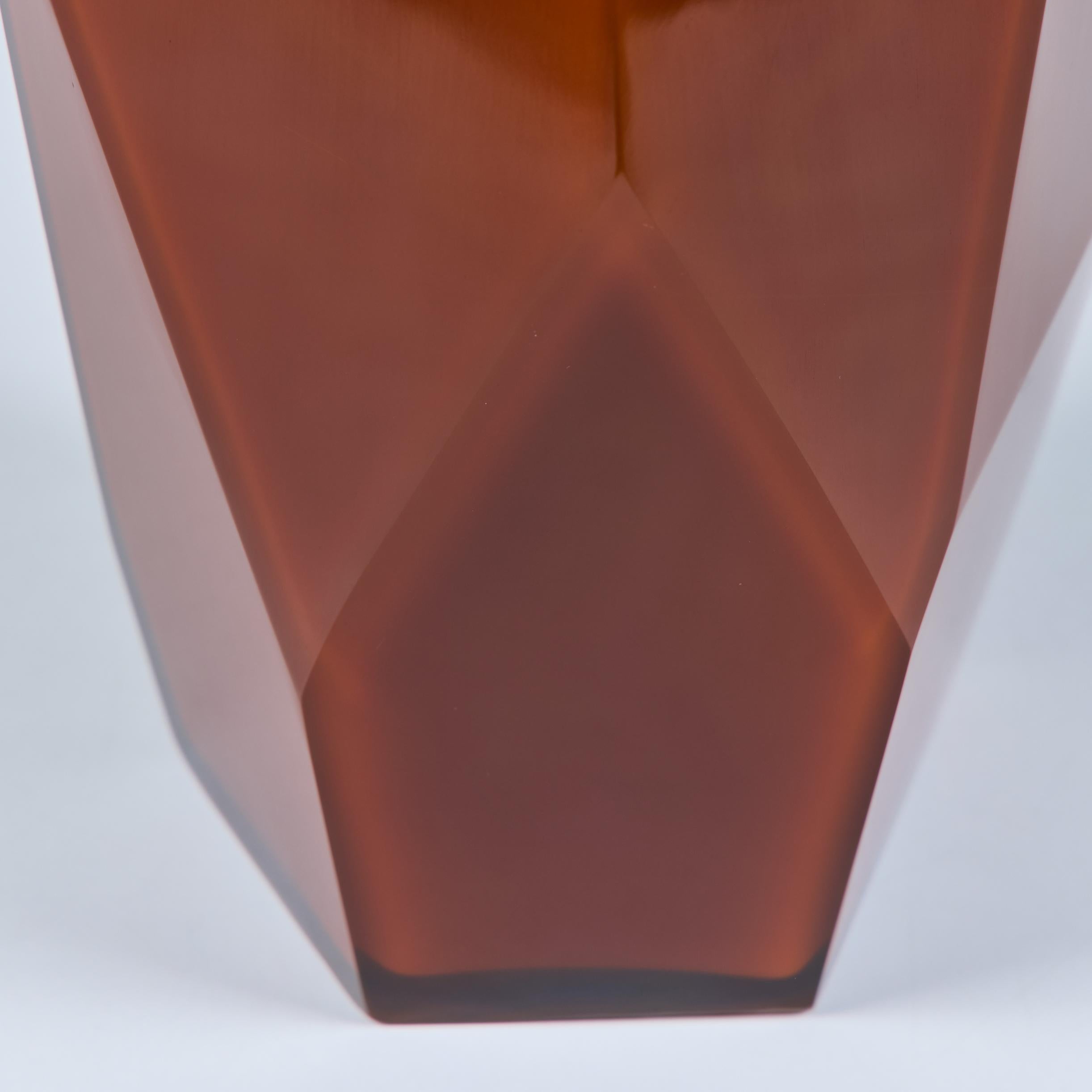 Robert Kuo Persimmon Facet Vase For Sale 6