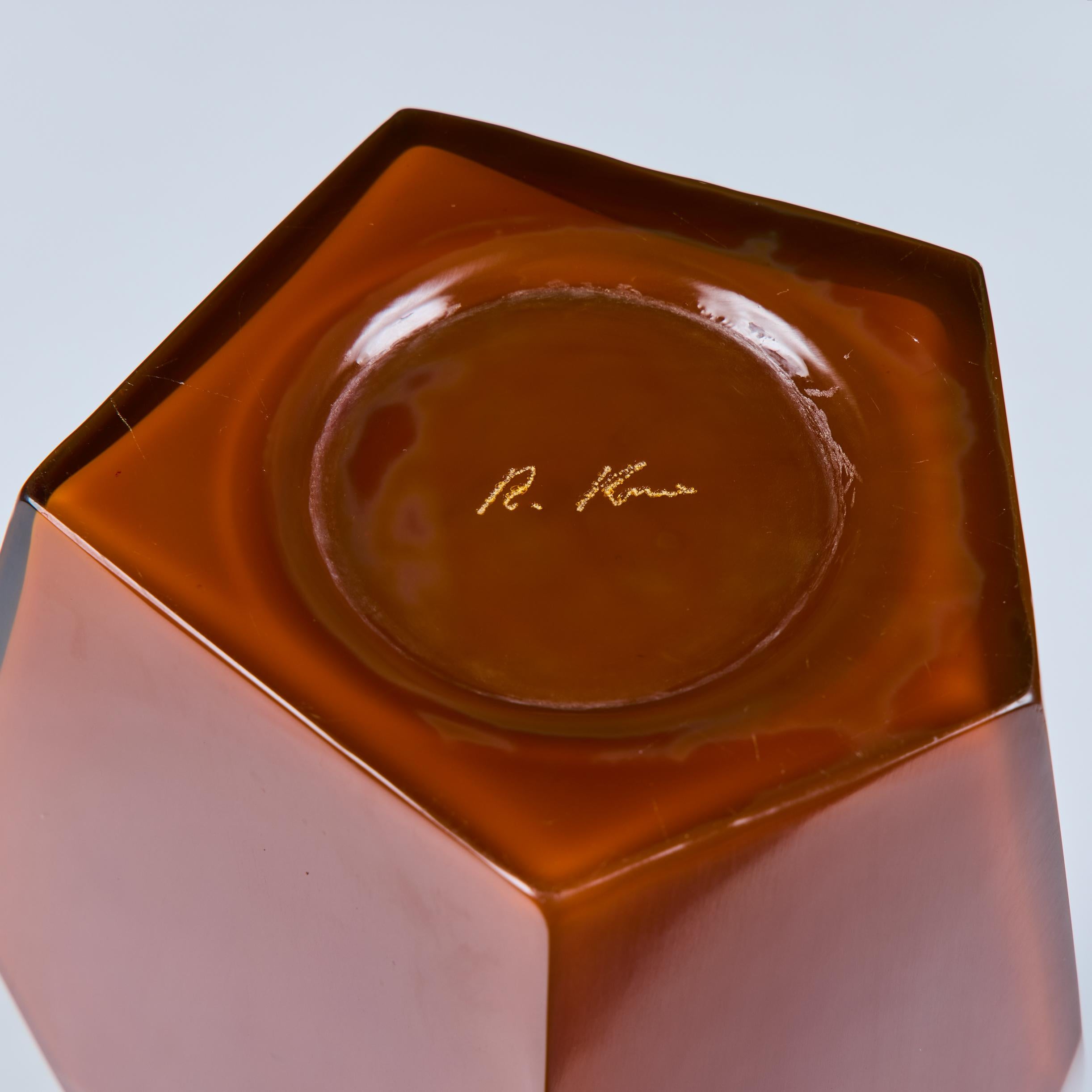 Robert Kuo Persimmon Facet Vase For Sale 7