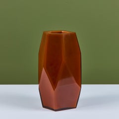 Robert Kuo Persimmon Facet Vase
