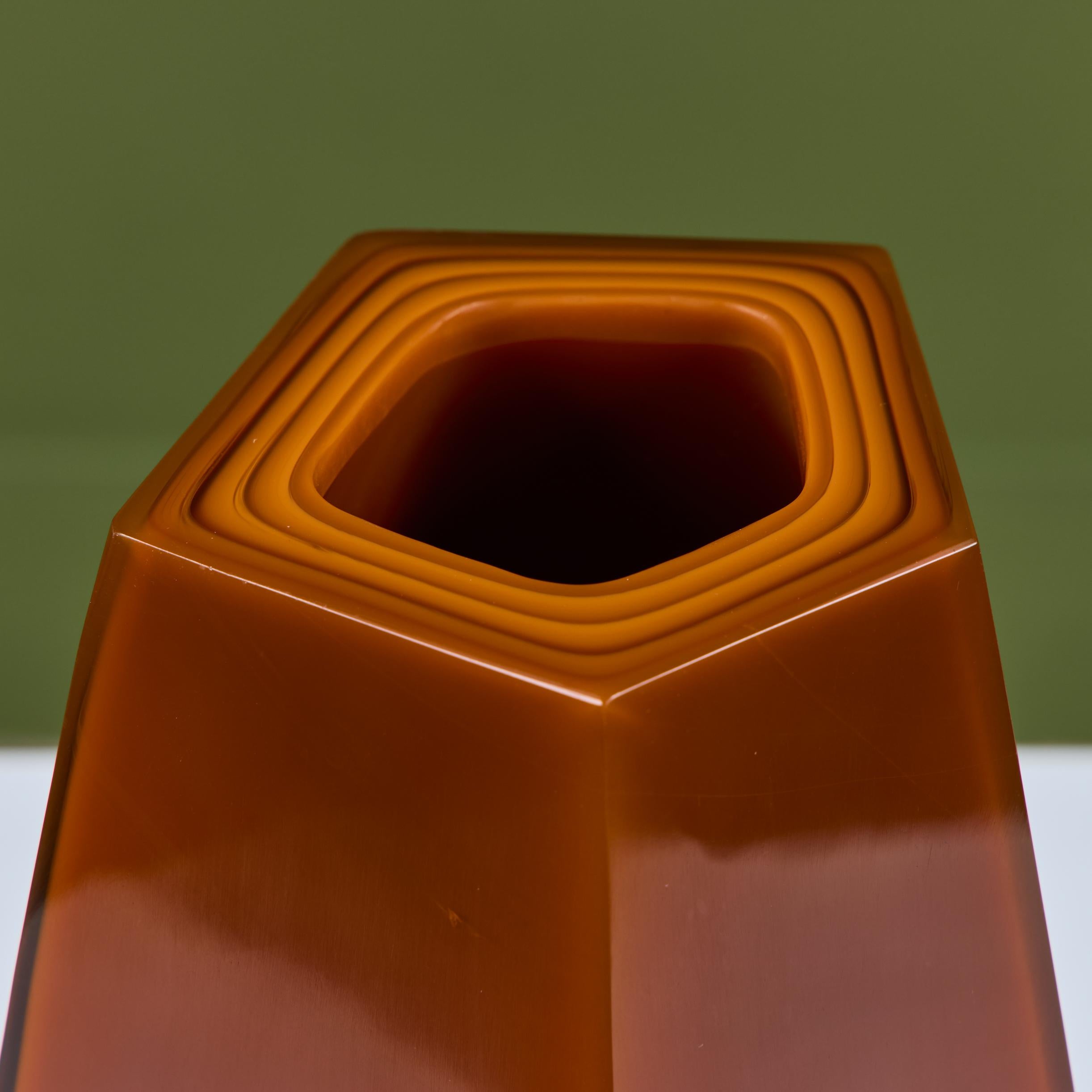Modern Robert Kuo Persimmon Facet Vase For Sale