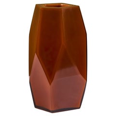 Robert Kuo Persimmon Facet Vase