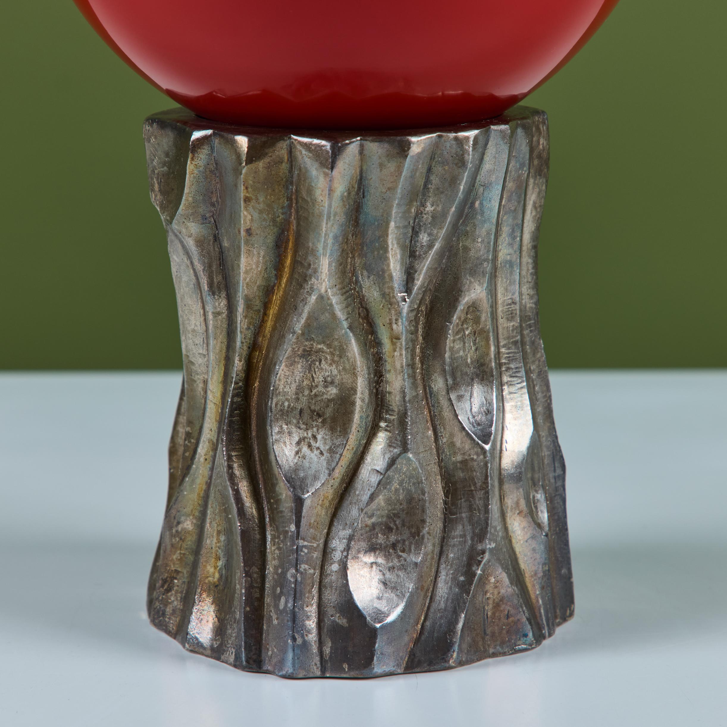 Robert Kuo Red Tree Trunk Sculpture For Sale 5