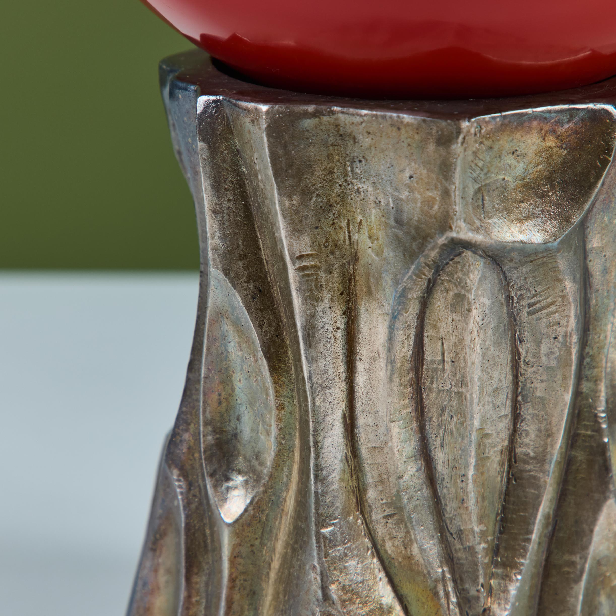 Organic Modern Robert Kuo Red Tree Trunk Sculpture For Sale