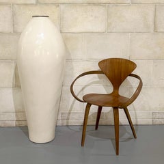 Robert Kuo Signed Monumental Cream Lacquer and Copper Liao Floor Vase, ca 2005