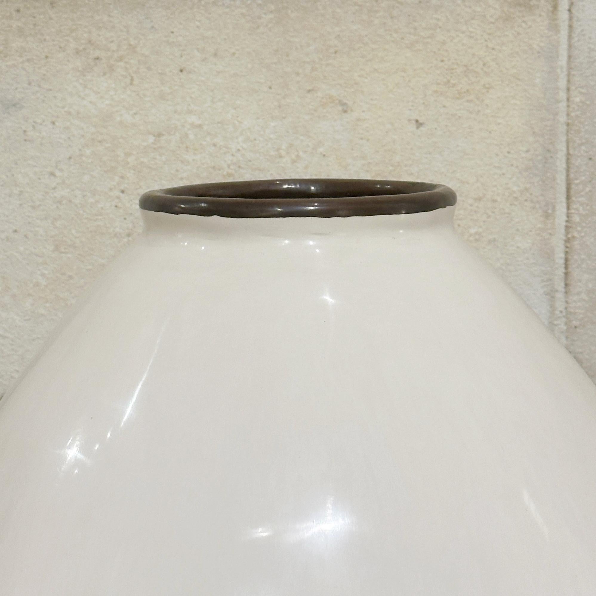 Robert Kuo Signed Monumental Cream Lacquer and Copper Liao Floor Vase, ca 2005 For Sale 1