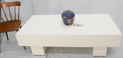 Mid Century Modern Double Pedestal Thick Cream Off-White Lacquer Coffee Table