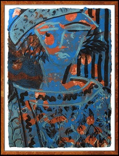 Robert Kushner Original Monoprint Painting Signed Abstract Large Portrait Art