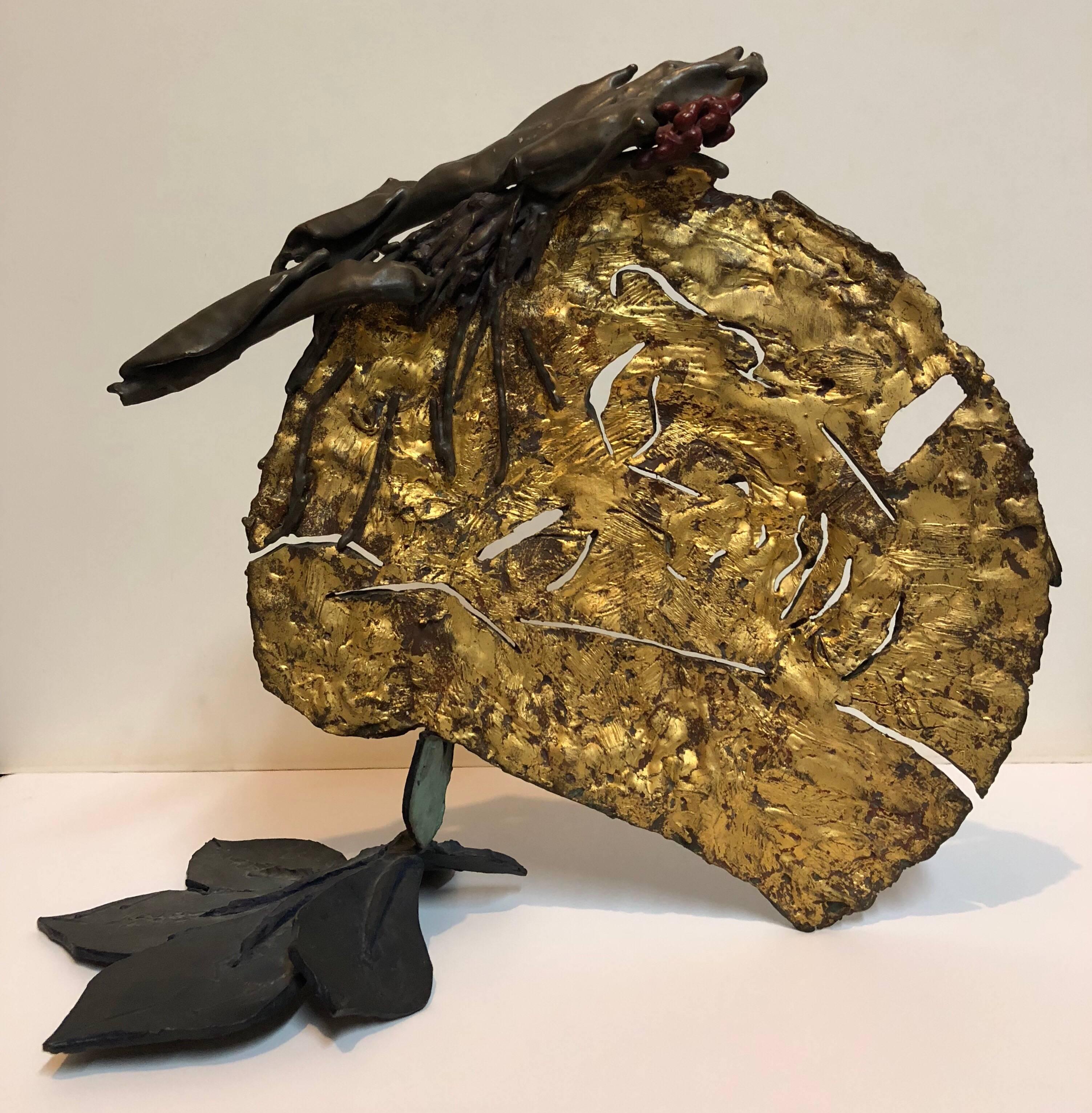 Robert Kushner Still-Life Sculpture – Polychrome organische Bronze-Skulptur Polich Tallix Kunst Gießerei schlafende Schönheit