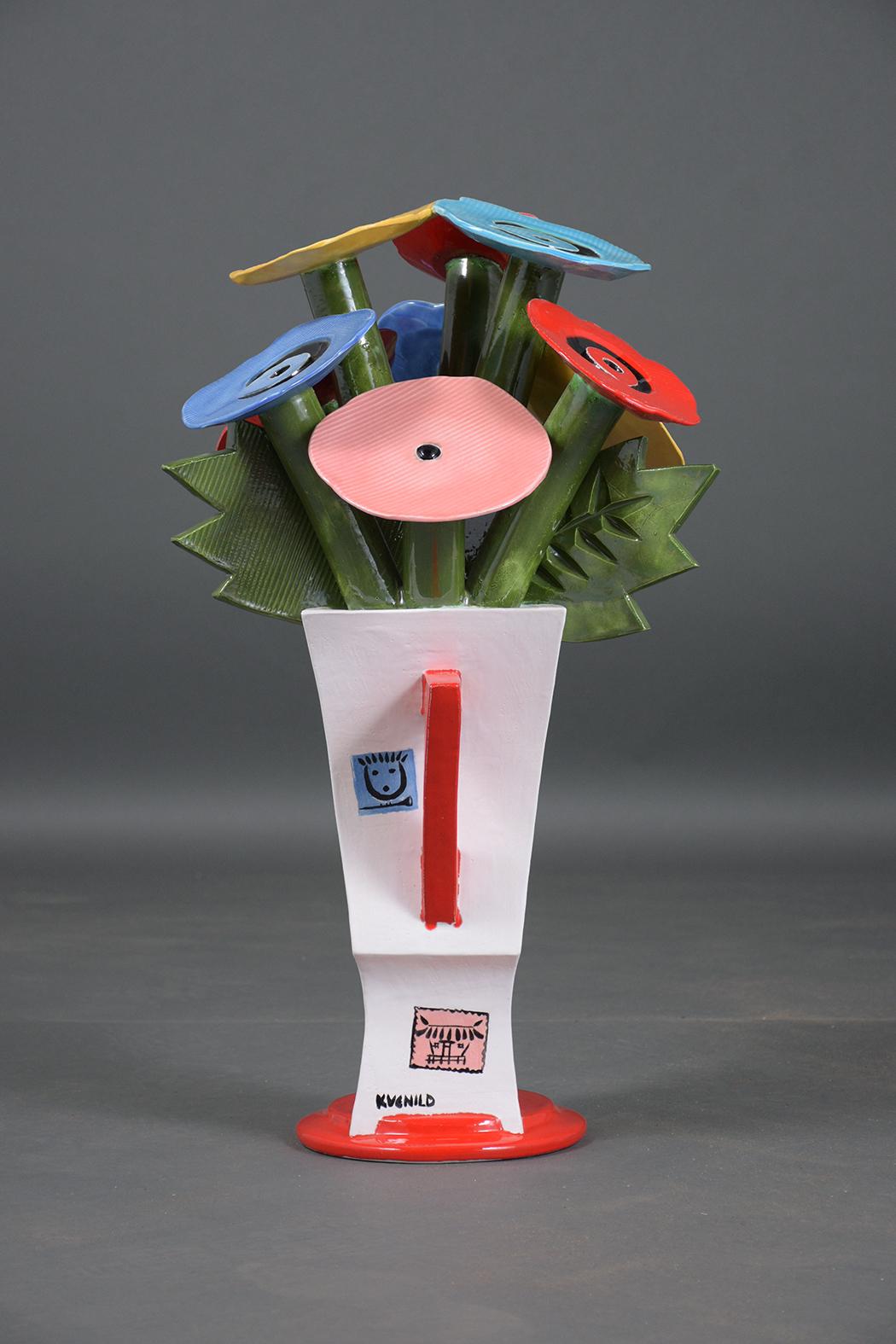 Robert Kvenild Ceramic Vase with Flowers 4