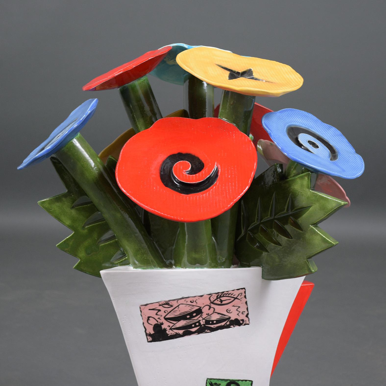 Robert Kvenild Ceramic Vase with Flowers 2