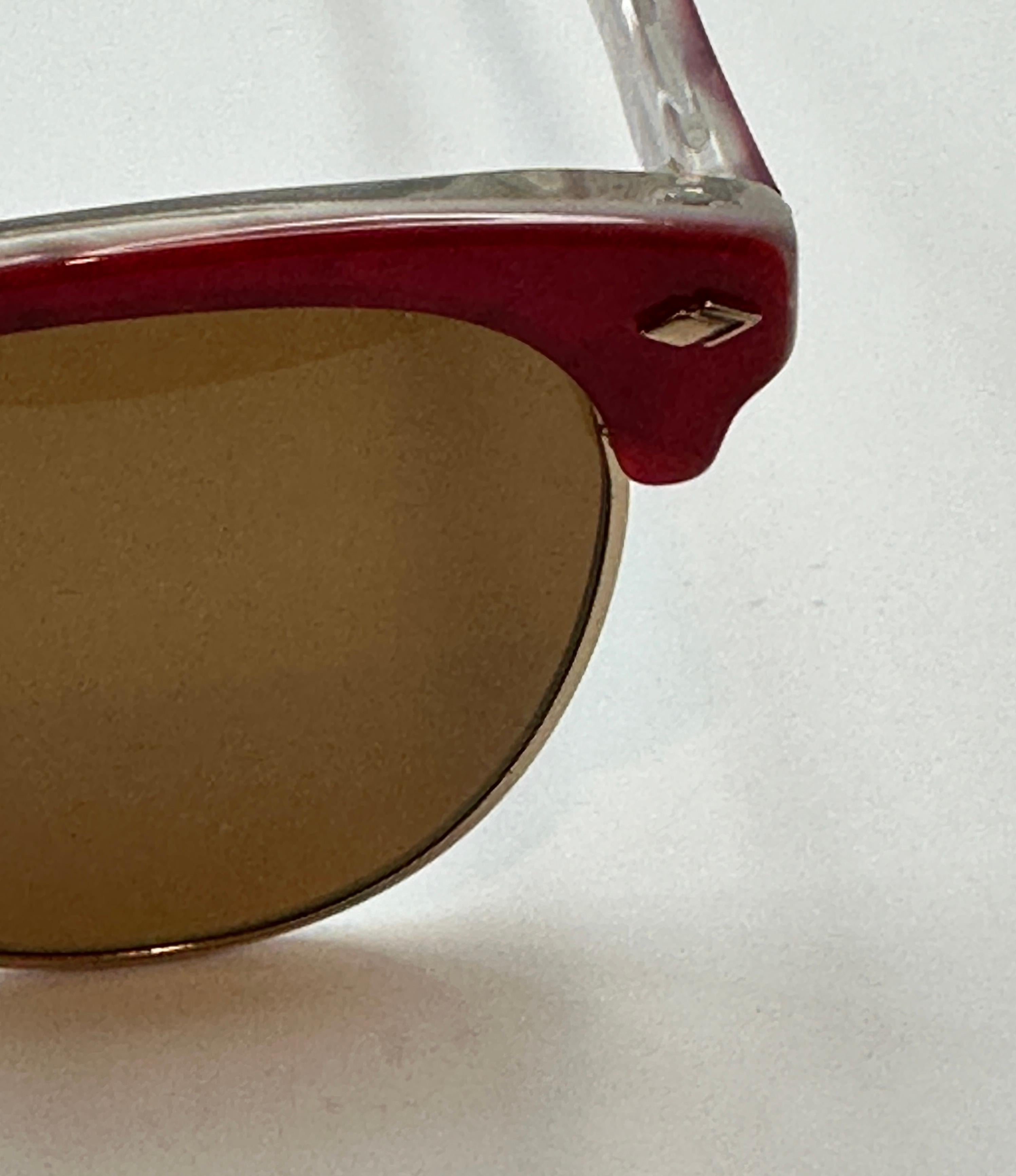 Women's or Men's Robert La Roche Abstract Italian-Red Lucite With Gold Hardware Sunglasses