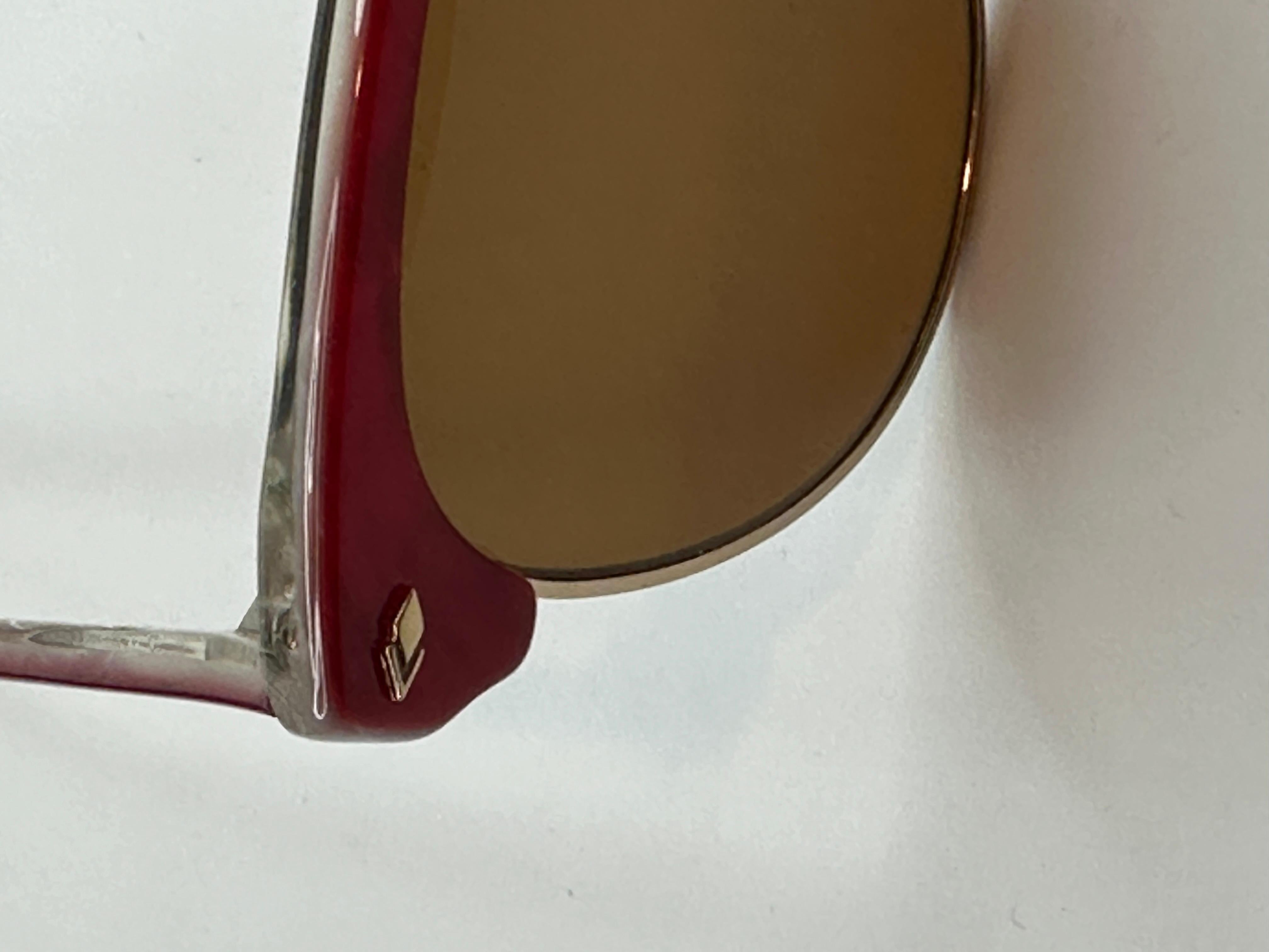 Robert La Roche Abstract Italian-Red Lucite With Gold Hardware Sunglasses 1