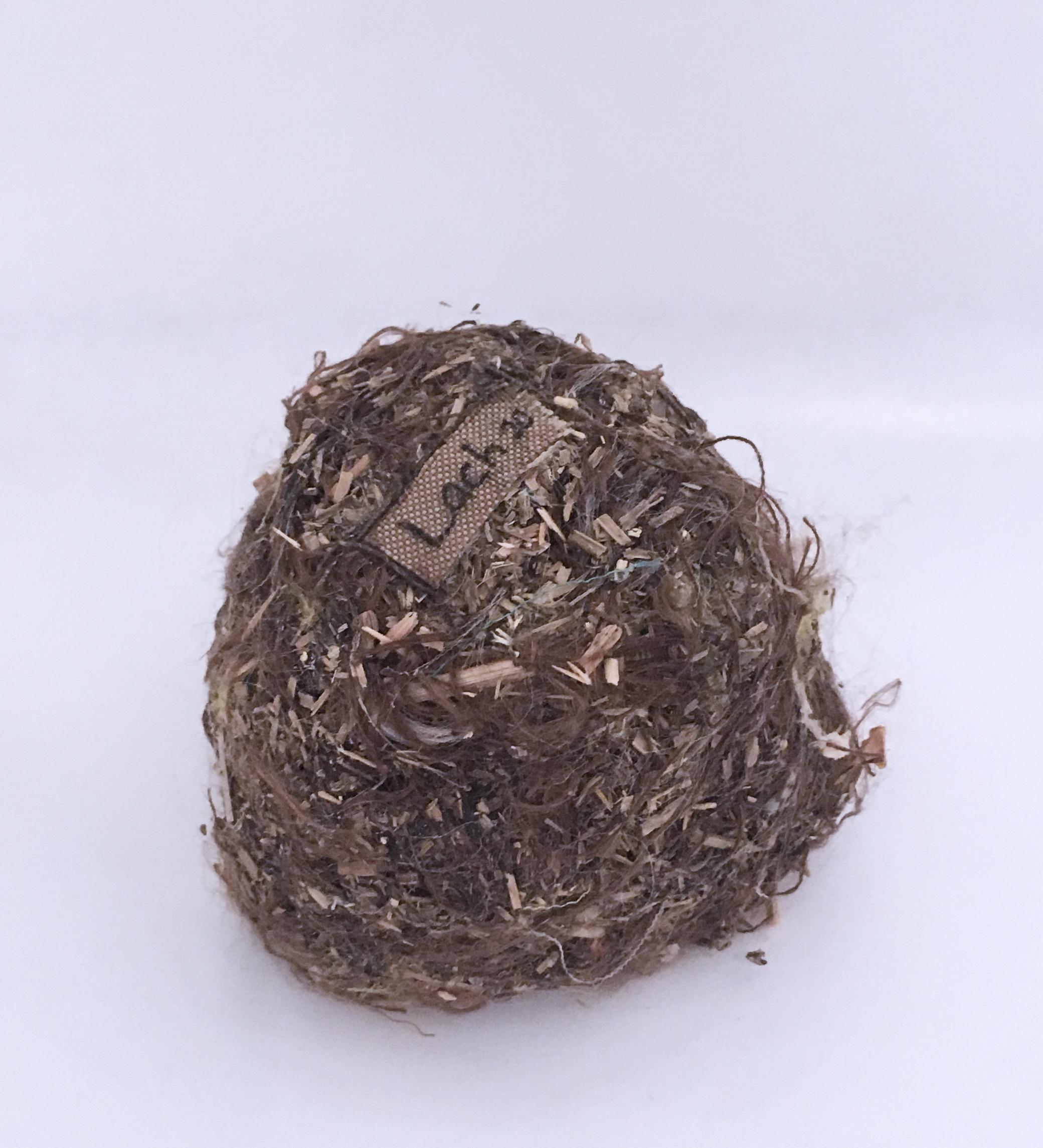 Brown Nest, Small Upcycle Textile & Found Object Sculpture, Nature Sculpture For Sale 1