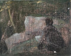 Artista Esbozando El Arroyo En El Bosque Obra de Arte Original Francesa