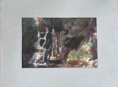 Artist Walking Through the Gloomy Forest Original French Artwork