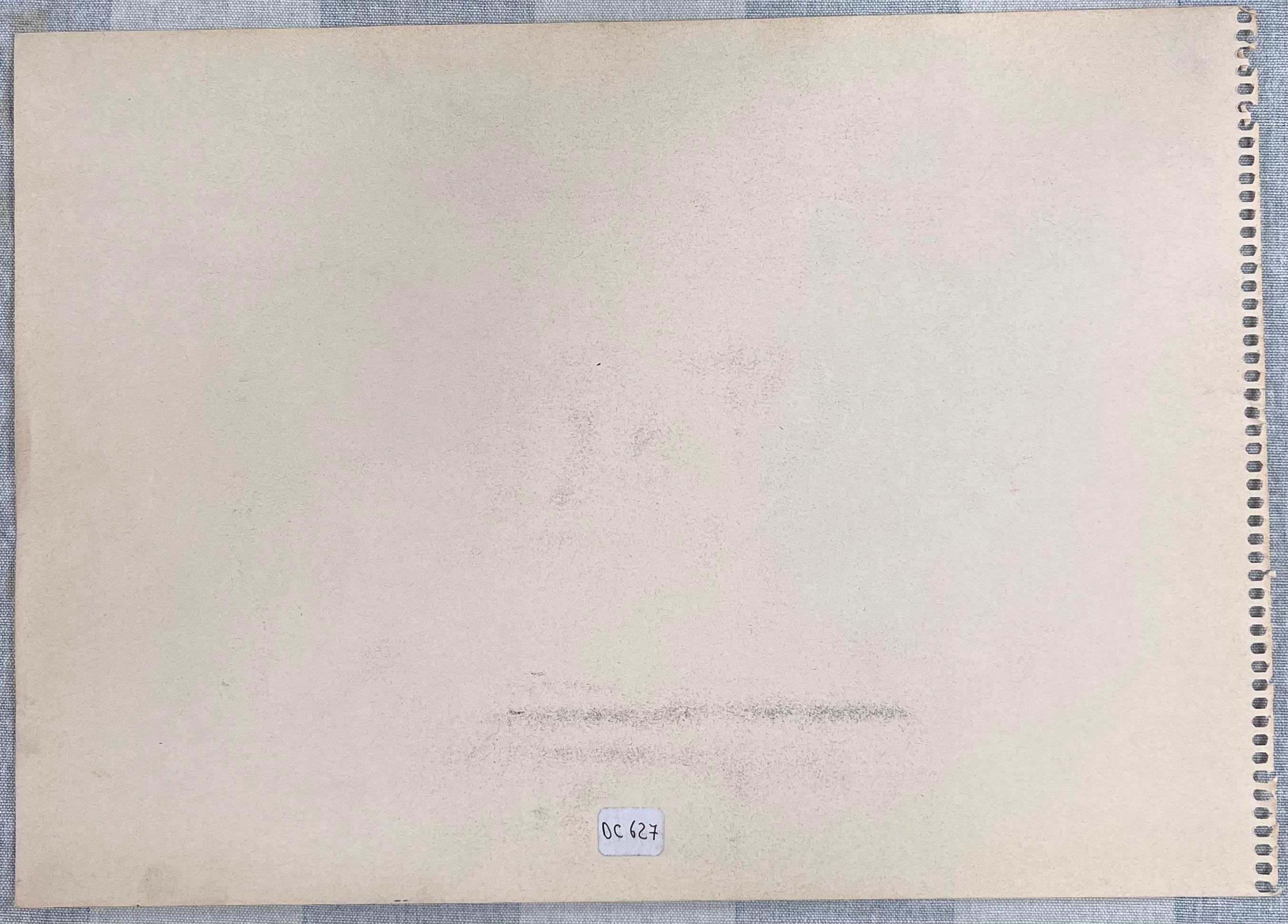 Esquisse au crayon flou d'un visage et de mains Oeuvre d'art originale française en vente 1