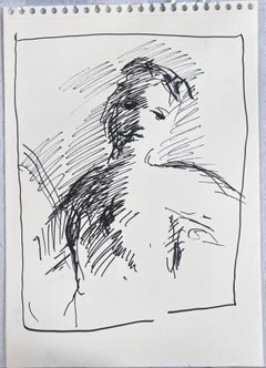 Blurred Portrait Sketch of a Lady Original French Artwork