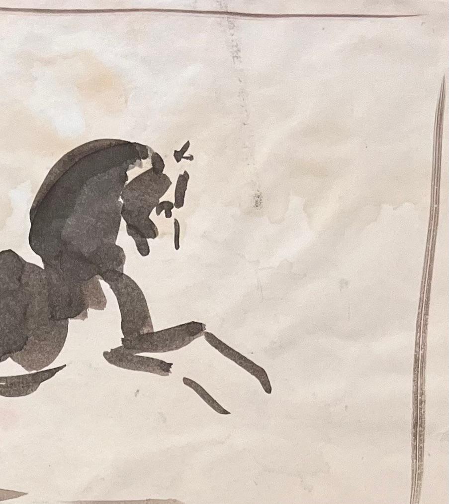 Dynamische Aquarellstudie eines Equine-Turneurs mit einem Pferd (Akademisch), Painting, von Robert Ladou