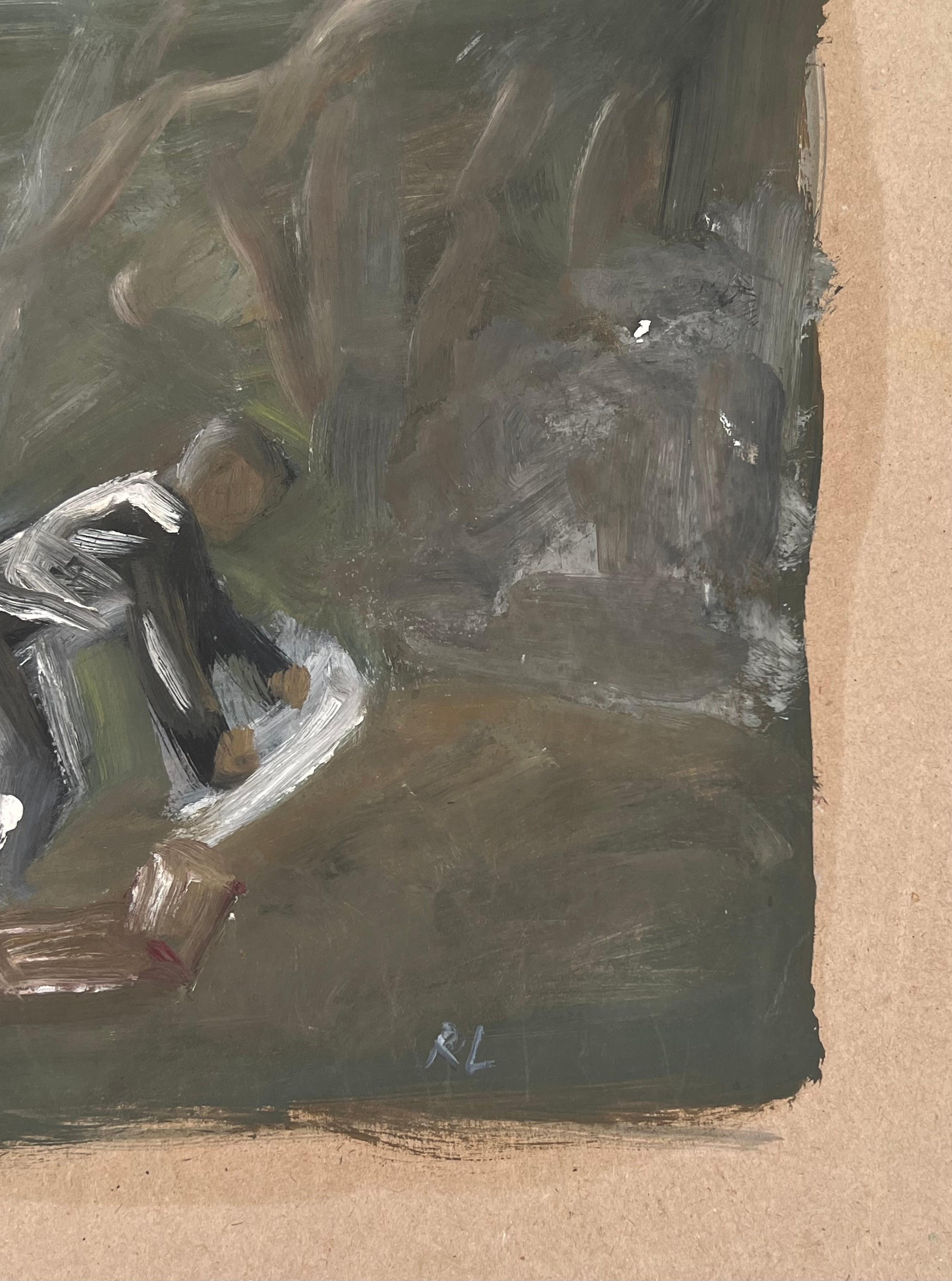 Œuvres d'art originales françaises 
initiales signées par Robert Ladou (français 1929-2014)
peinture acrylique originale sur papier d'artiste, non encadrée
taille : 12.5 x 15.5 pouces
état : très bon
provenance : de la succession de l'Artistics en