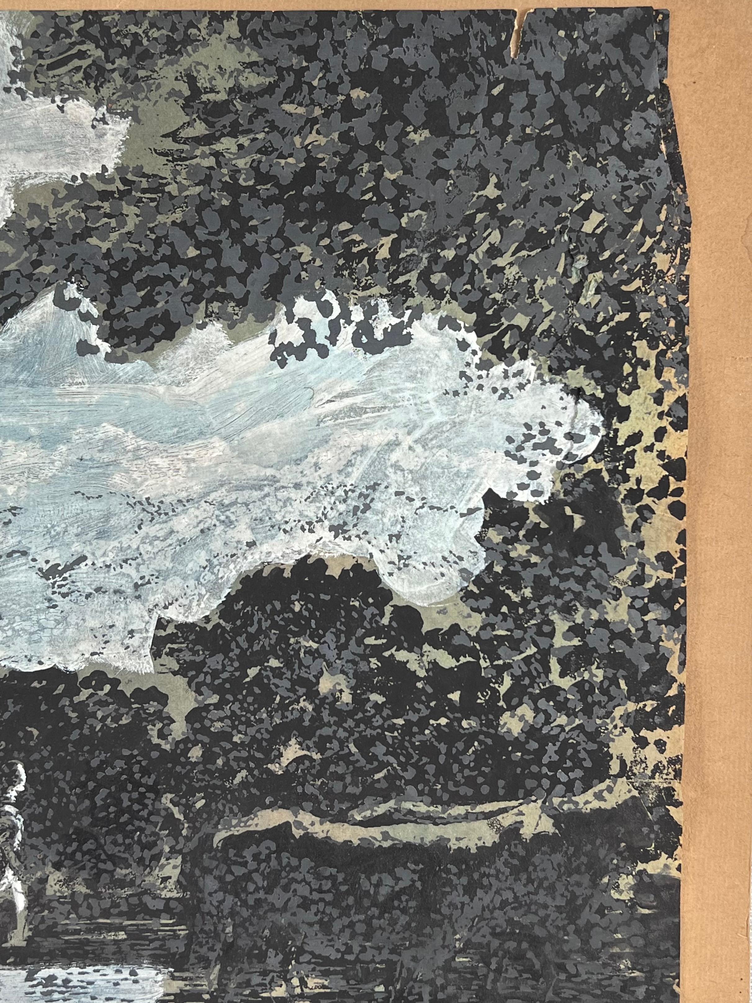 Original französische Kunstwerke 
von Robert Ladou (Französisch 1929-2014)
Original-Acrylgemälde auf Künstlerpapier, auf Karton aufgeklebt, ungerahmt
Größe: 13 x 20 Zoll
Zustand: sehr gut
Herkunft: aus dem Nachlass des Künstlers in Frankreich

Ein