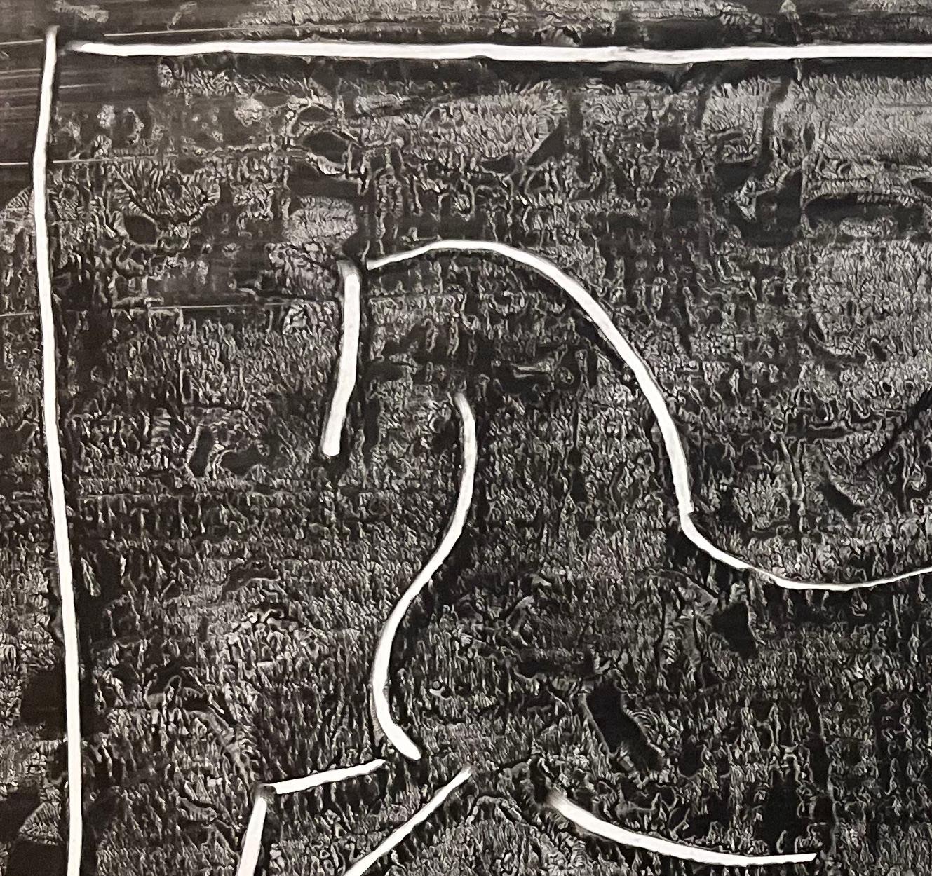 Disegno lineare di un equino francese semplicistico su sfondo nero - Art Accademia di Robert Ladou