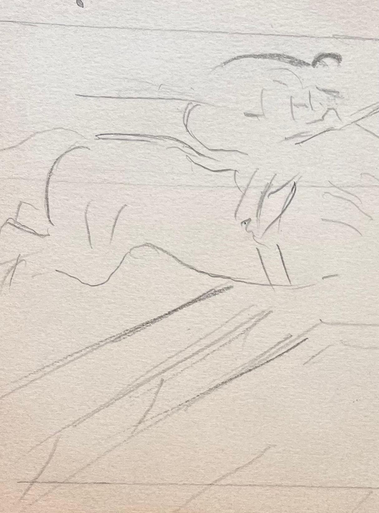 Titolo: Schizzo minimalista di un cavallo e di un cavaliere che superano un salto 

Artista: Robert Ladou (francese, 1929-2014)
Mezzo: Matita su carta
Dimensioni: 7 (altezza) x 8,25 (larghezza)
Firmato: No
Condizioni: Buone condizioni

Descrizione: