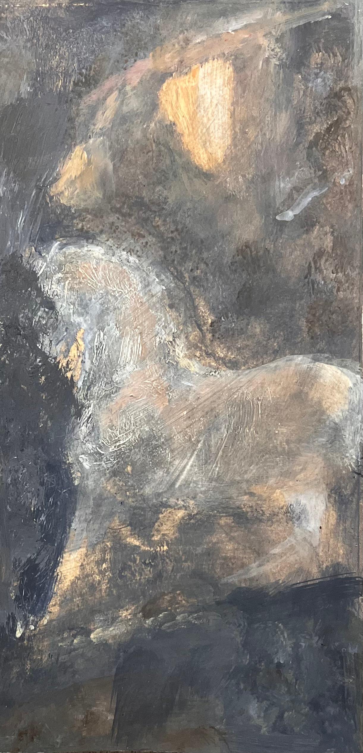 Originale opera d'arte astratta francese raffigurante un cavallo in una foresta in vendita 1