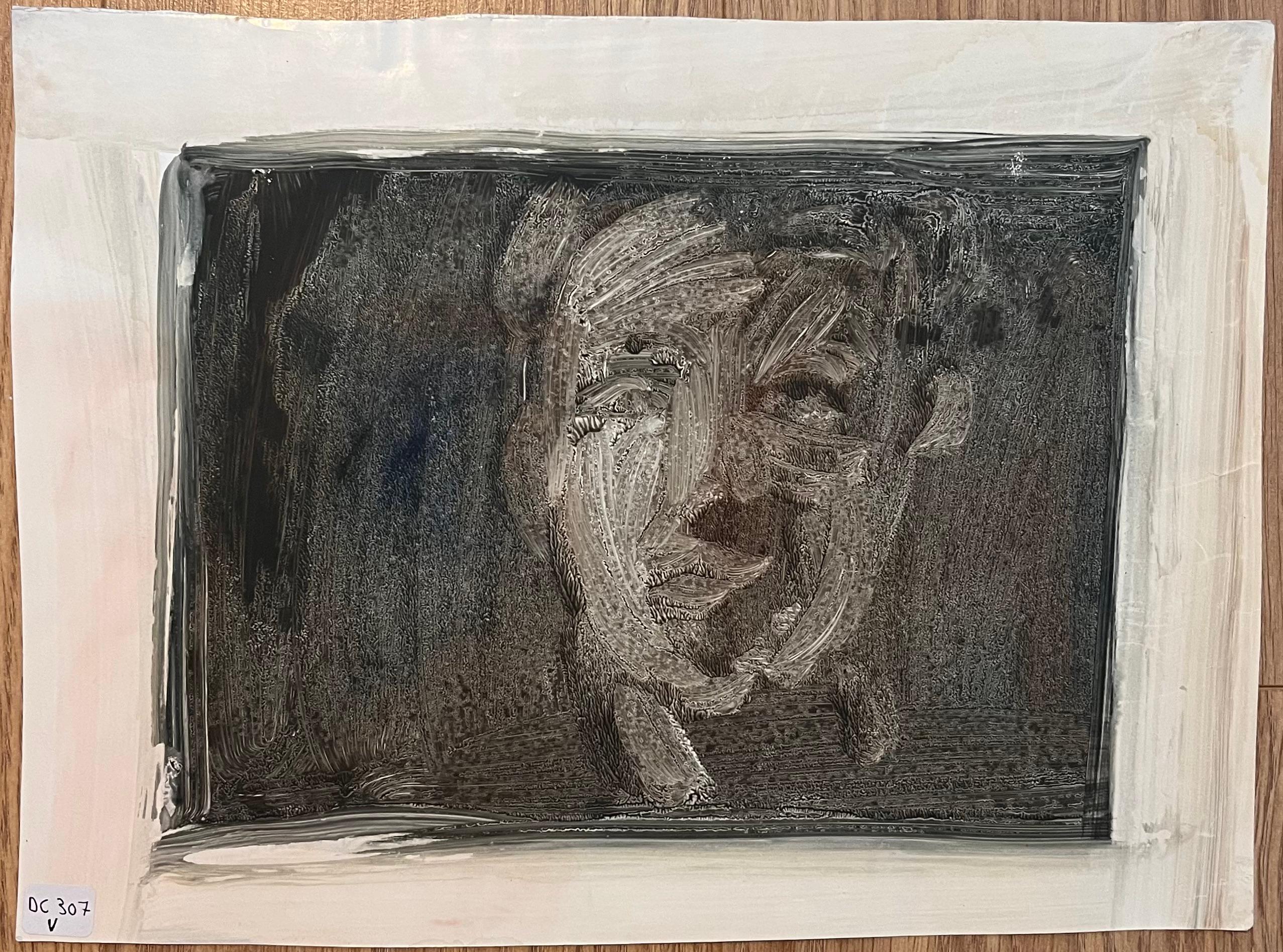 Retrato abstracto original francés - Painting de Robert Ladou