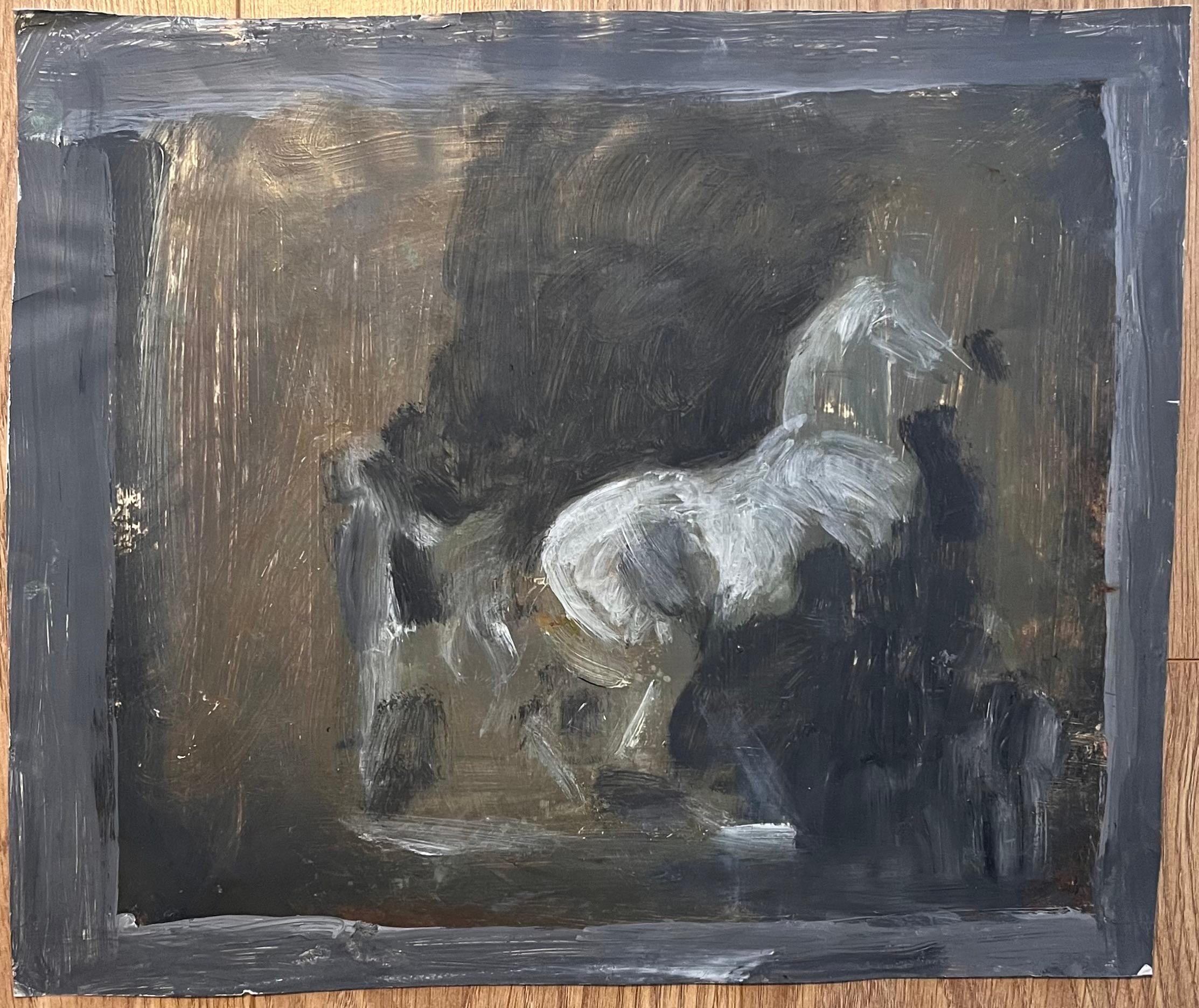 Étude abstraite française d'origine ou un cheval portant un cheval et une figure - Painting de Robert Ladou