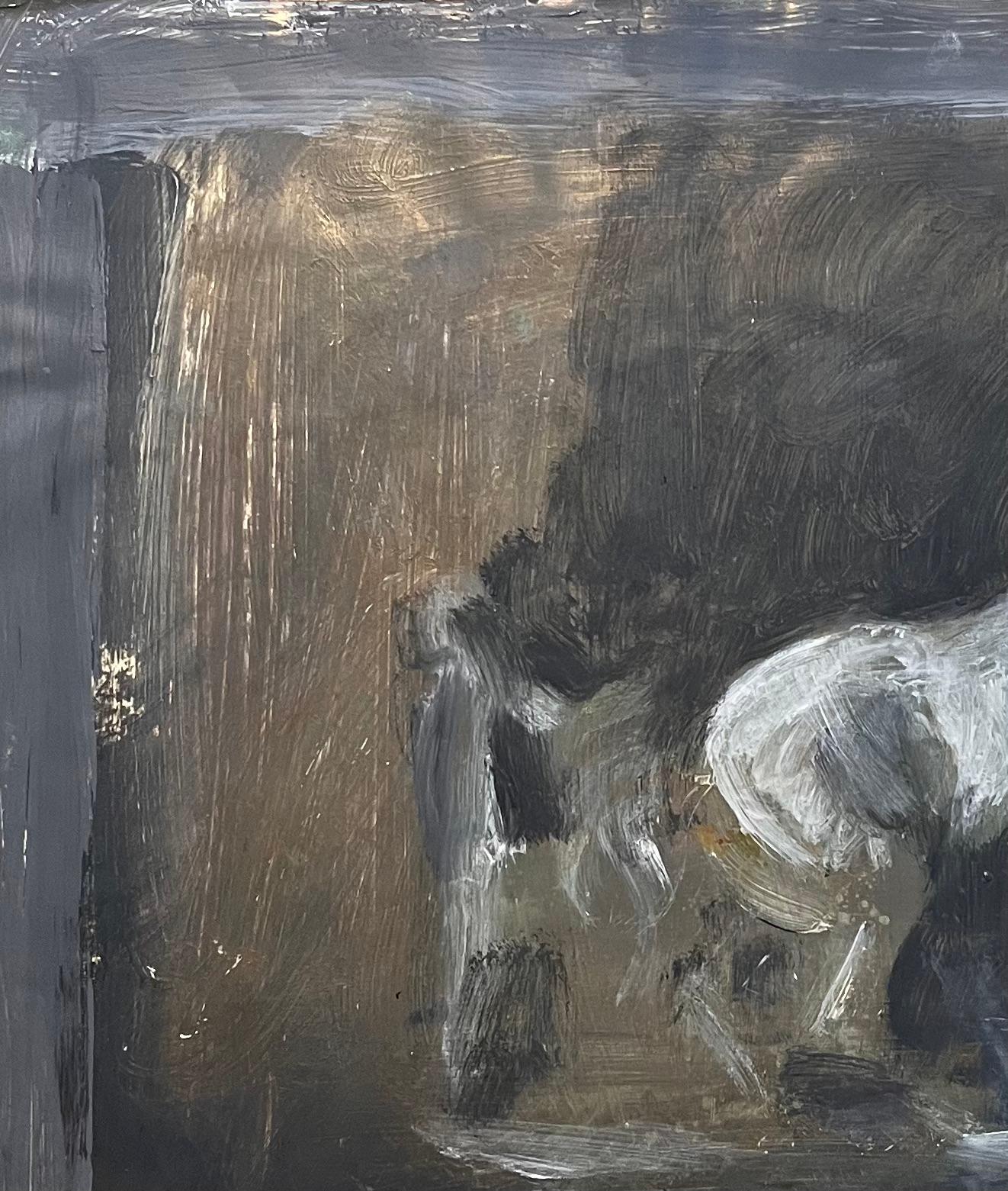 Étude abstraite française d'origine ou un cheval portant un cheval et une figure - Académique Painting par Robert Ladou