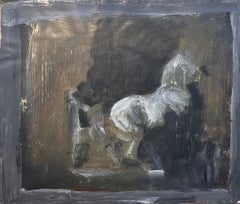 Étude abstraite française d'origine ou un cheval portant un cheval et une figure