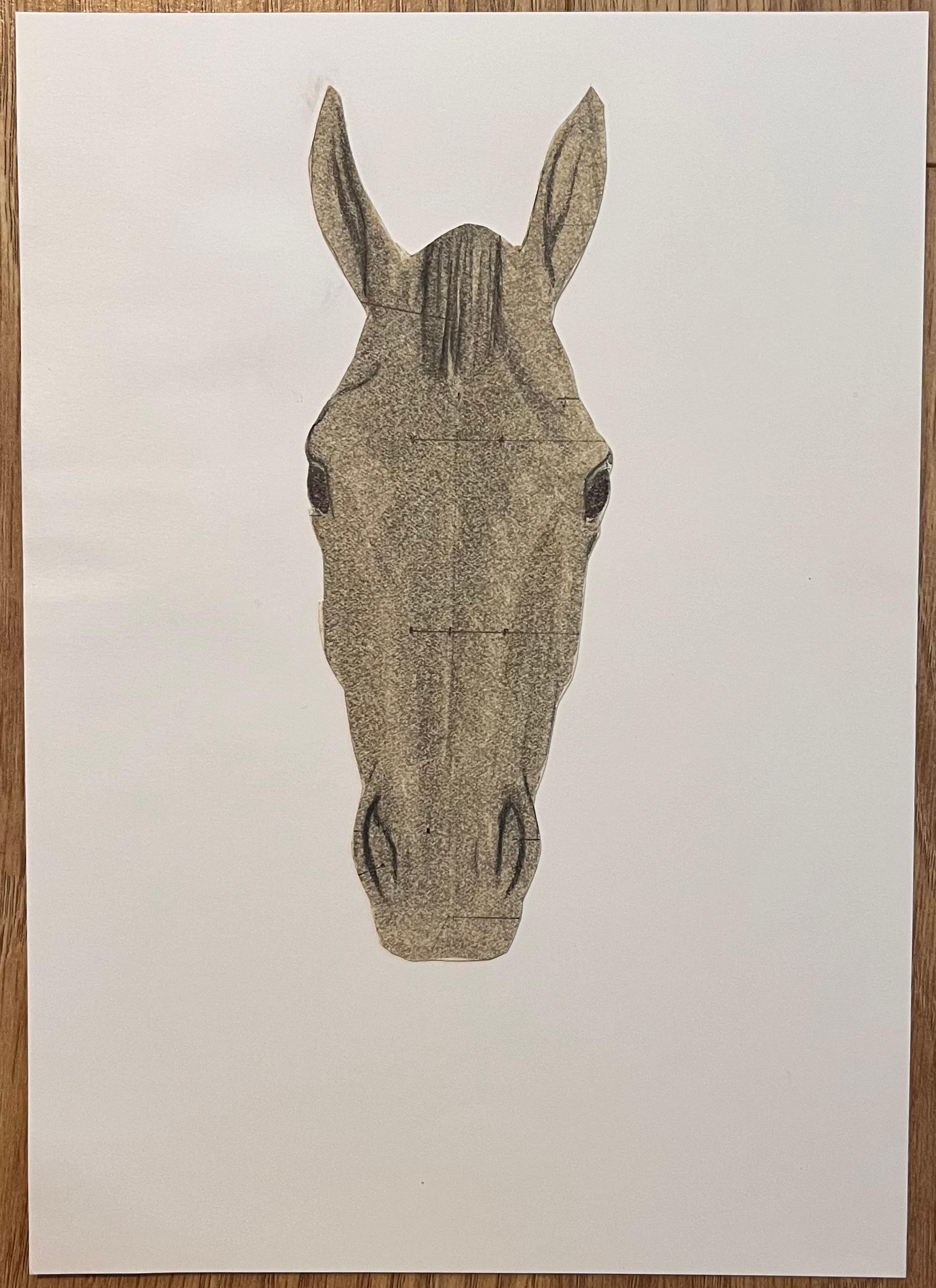 Étude originale française d'une vue frontale d'un cheval - Painting de Robert Ladou