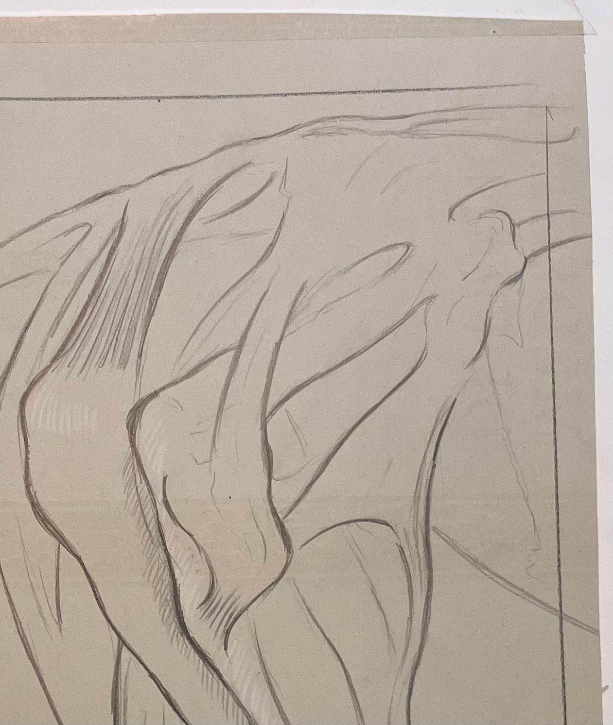 Studio anatomico originale francese delle zampe posteriori di un cavallo - Painting Accademia di Robert Ladou