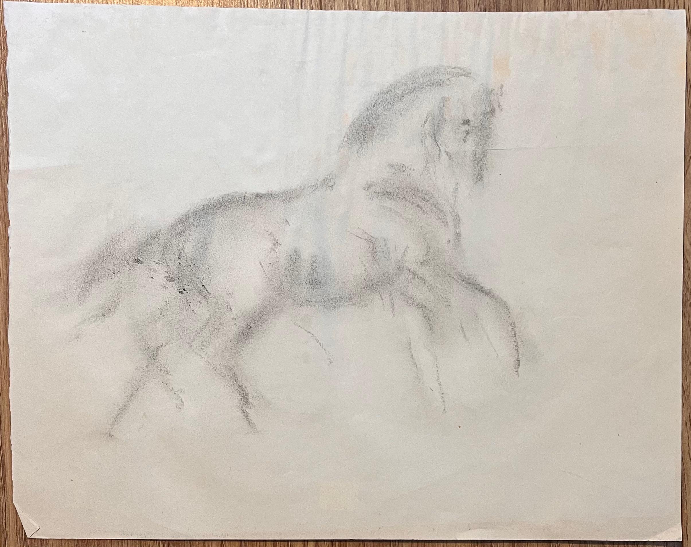 Estudio minimalista francés original sobre caballos - Painting de Robert Ladou