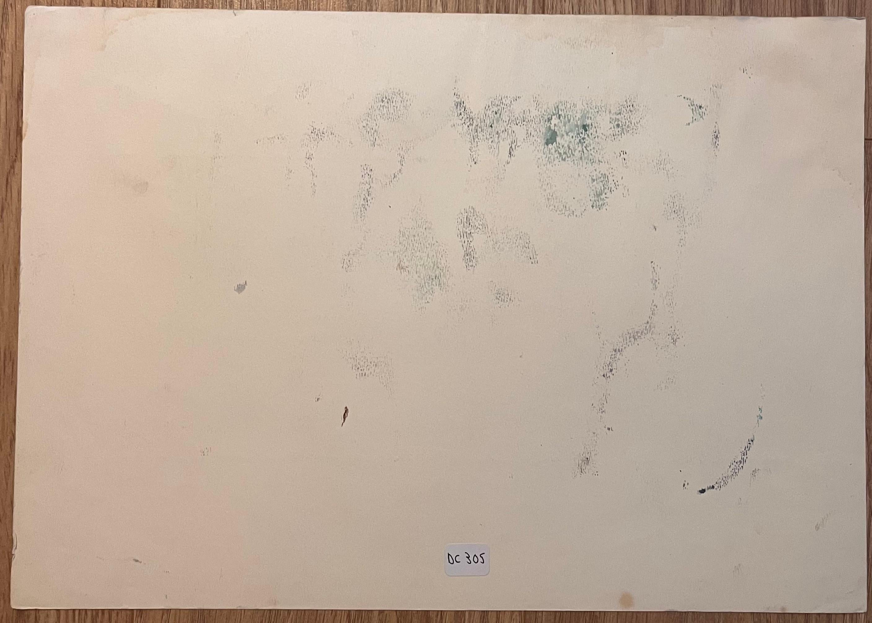 Original French Pencil Study of Riders and Horses in Misty Landscape For Sale 2