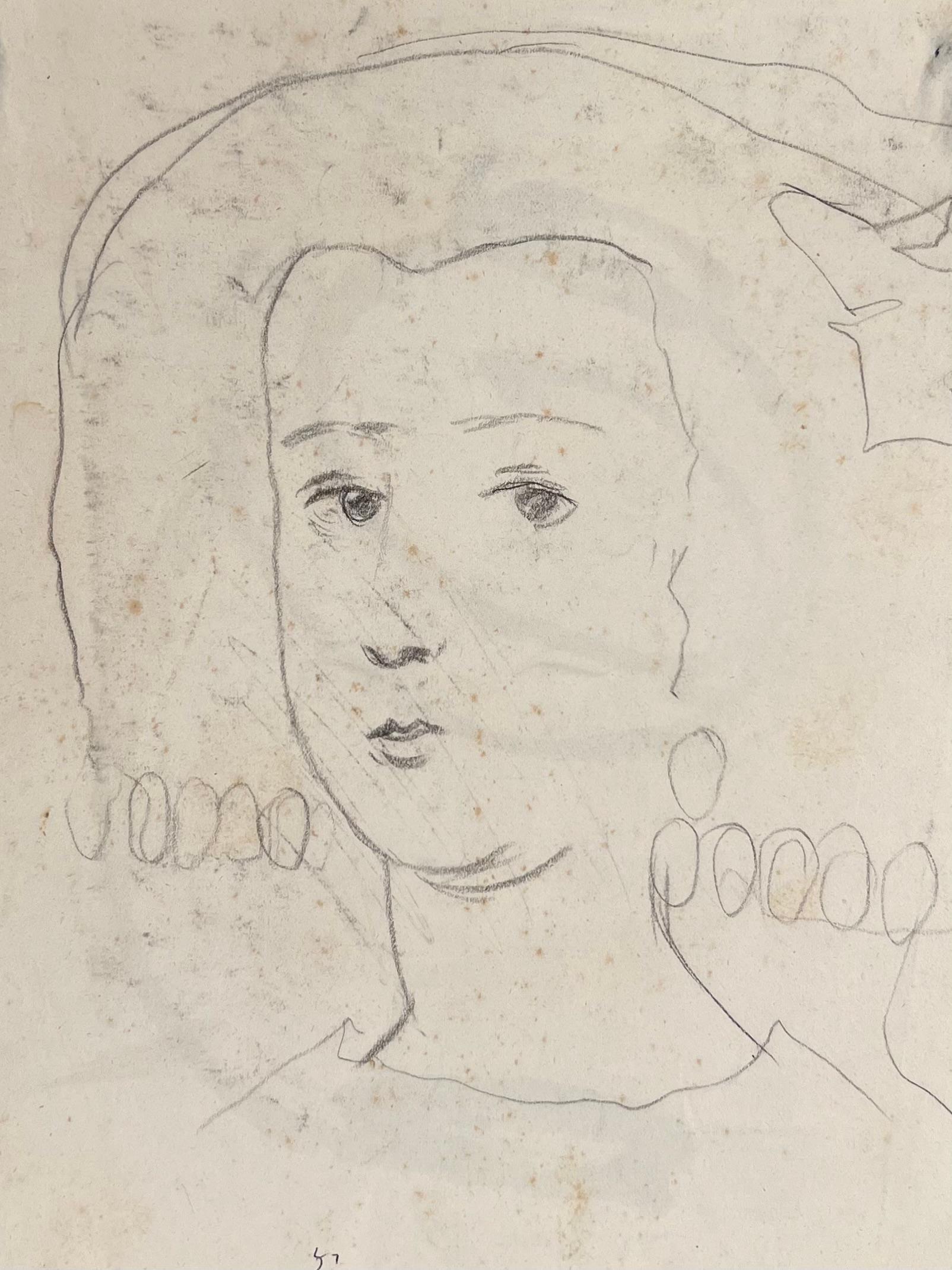 Esquisse au crayon d'une femme chic et à la mode Original French Artwork
