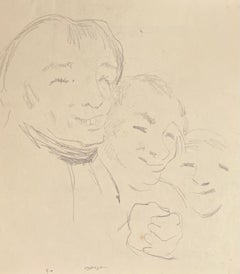 Boceto a Lápiz de Caricaturas Caras Obra de Arte Original Francesa