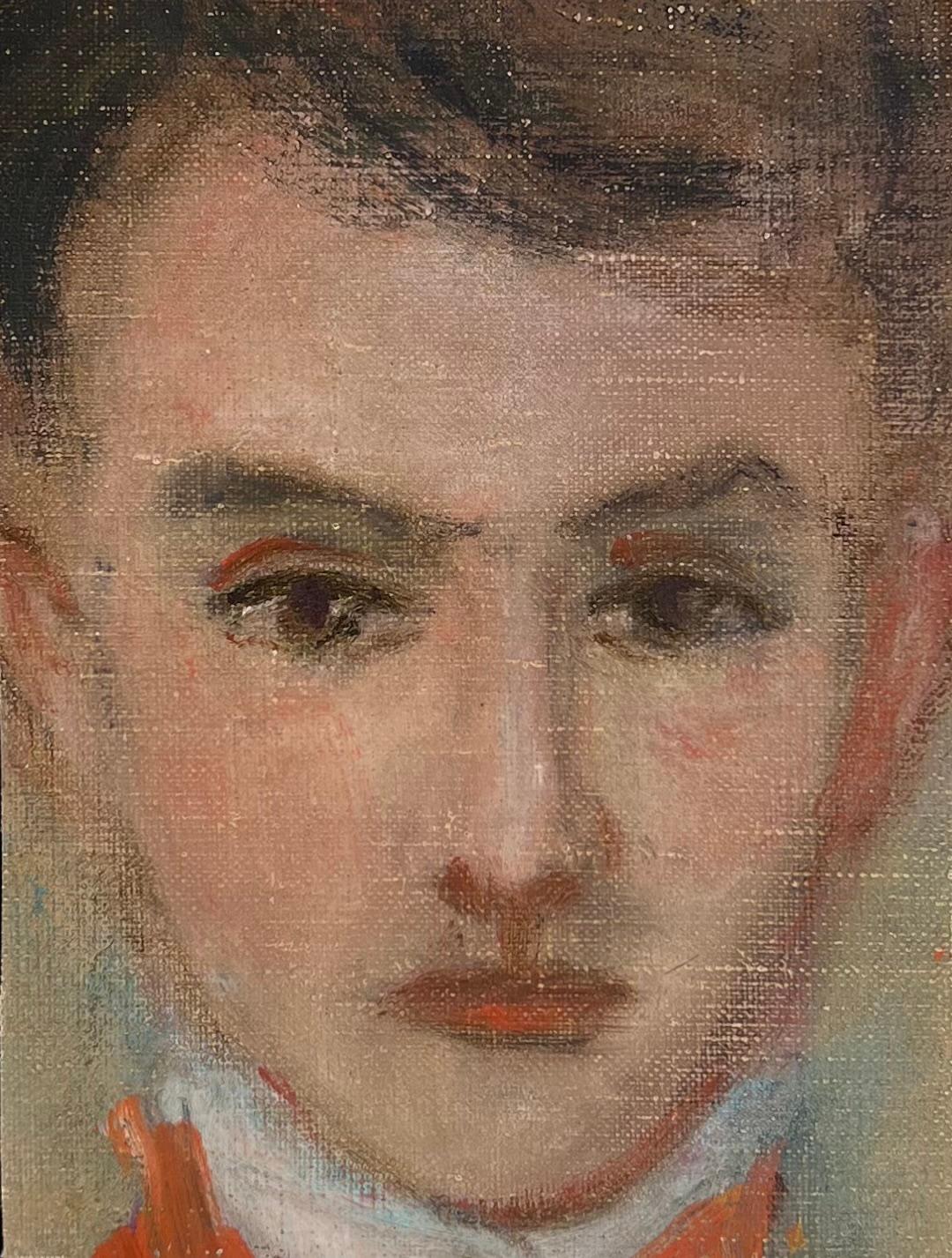 Robert Ladou Portrait Painting - Portrait of a Young Man Original French Artwork Acrylic Painting