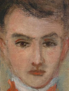 Retrato de un Joven Obra de Arte Francesa Original Pintura Acrílica