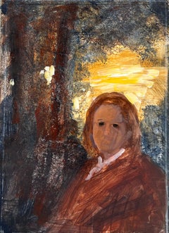 Retrato de hombre joven con rayo de sol resplandeciente Obra de arte original francesa