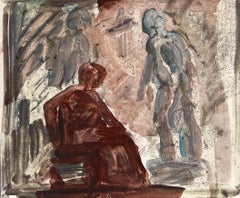 Dos Figuras Abstractas Obra de Arte Francesa Original Pintura Acrílica