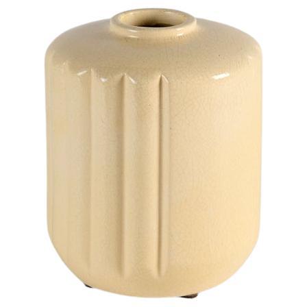 Robert Lallemant, Cream-colored Ribbed Vase, France, c. 1930