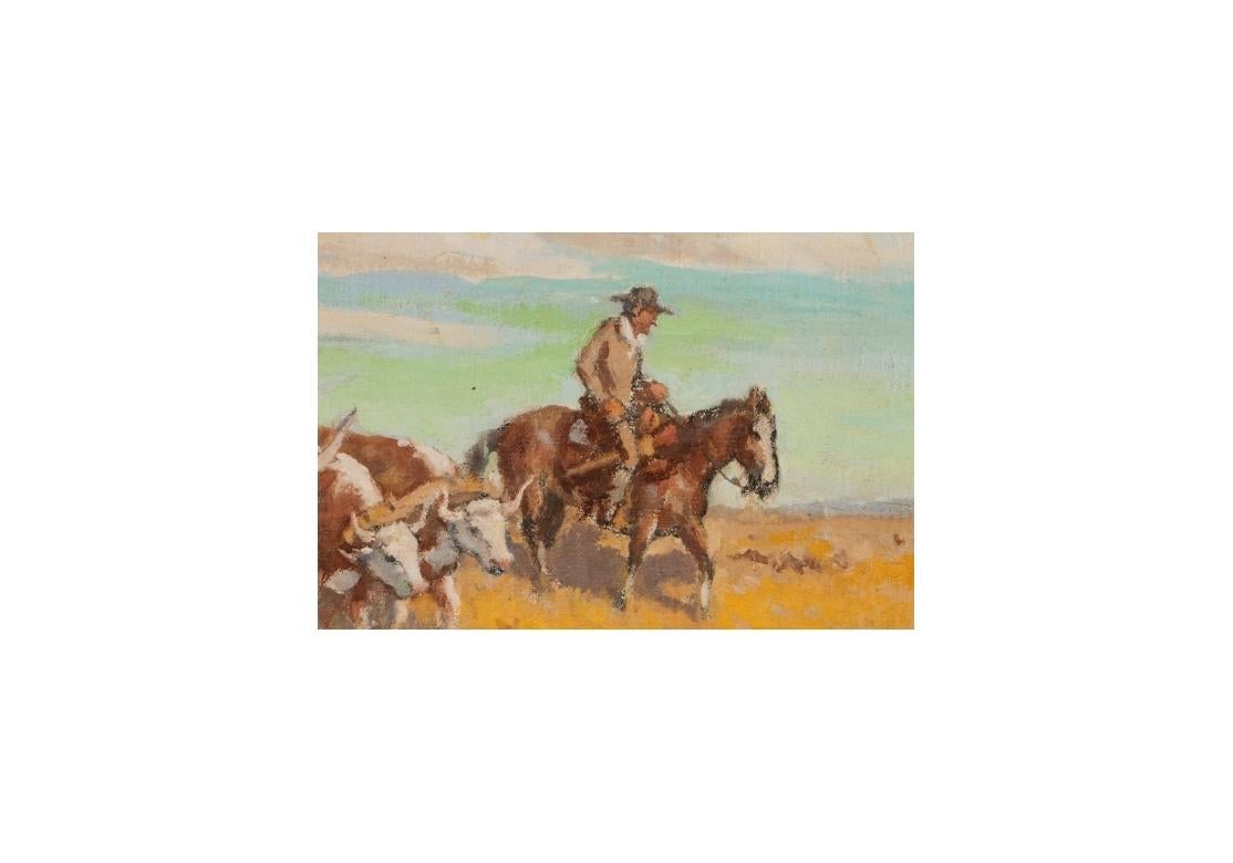 Robert Lambdin (Am., 1886-1981)  Ölgemälde auf Leinwand „Heading West Scene“ im Angebot 3