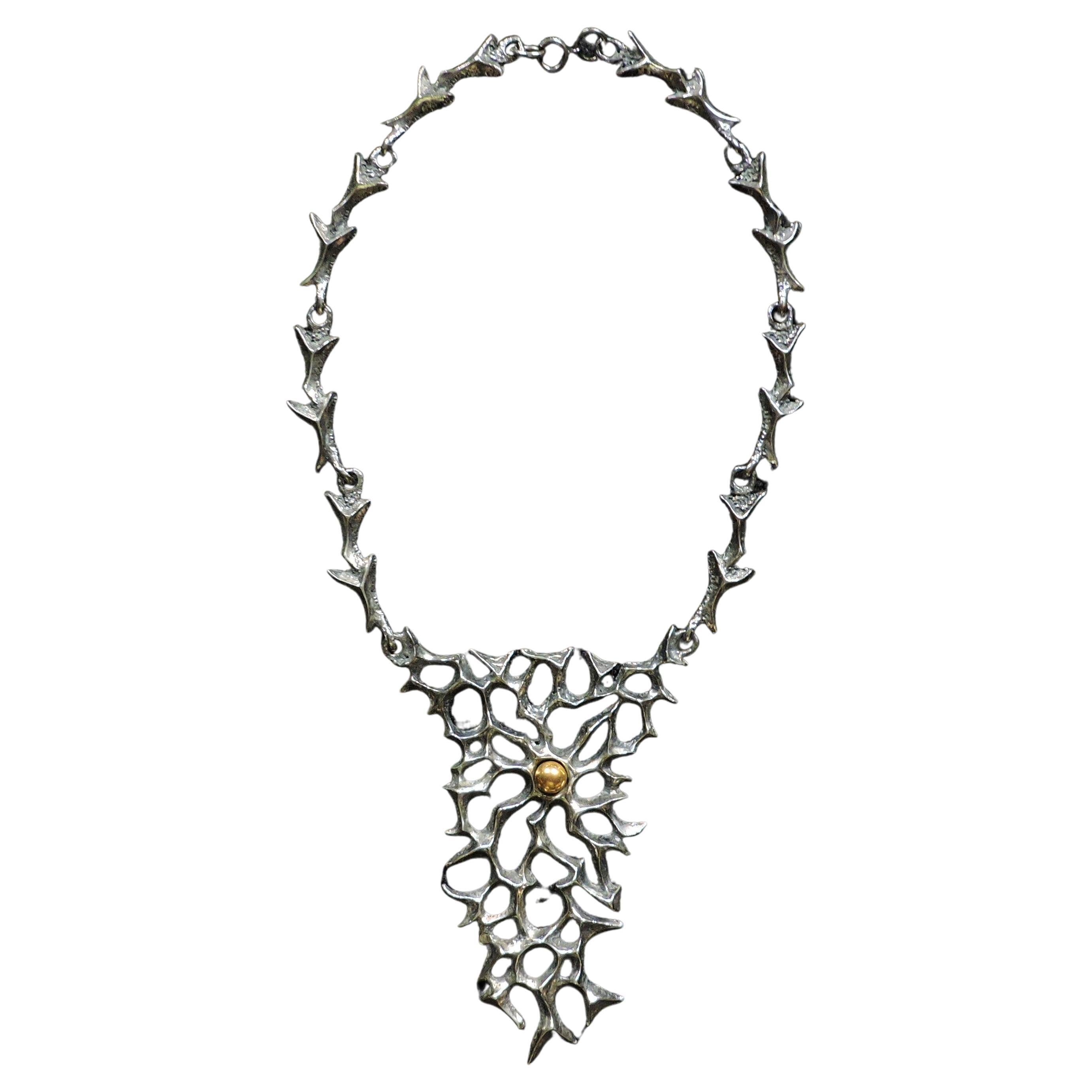 Robert Larin Brutalist Modernist Sculptural Bib Necklace, Canadian Art Jewelry