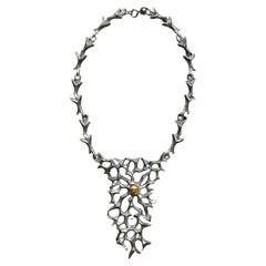 Vintage Robert Larin Brutalist Modernist Sculptural Bib Necklace, Canadian Art Jewelry