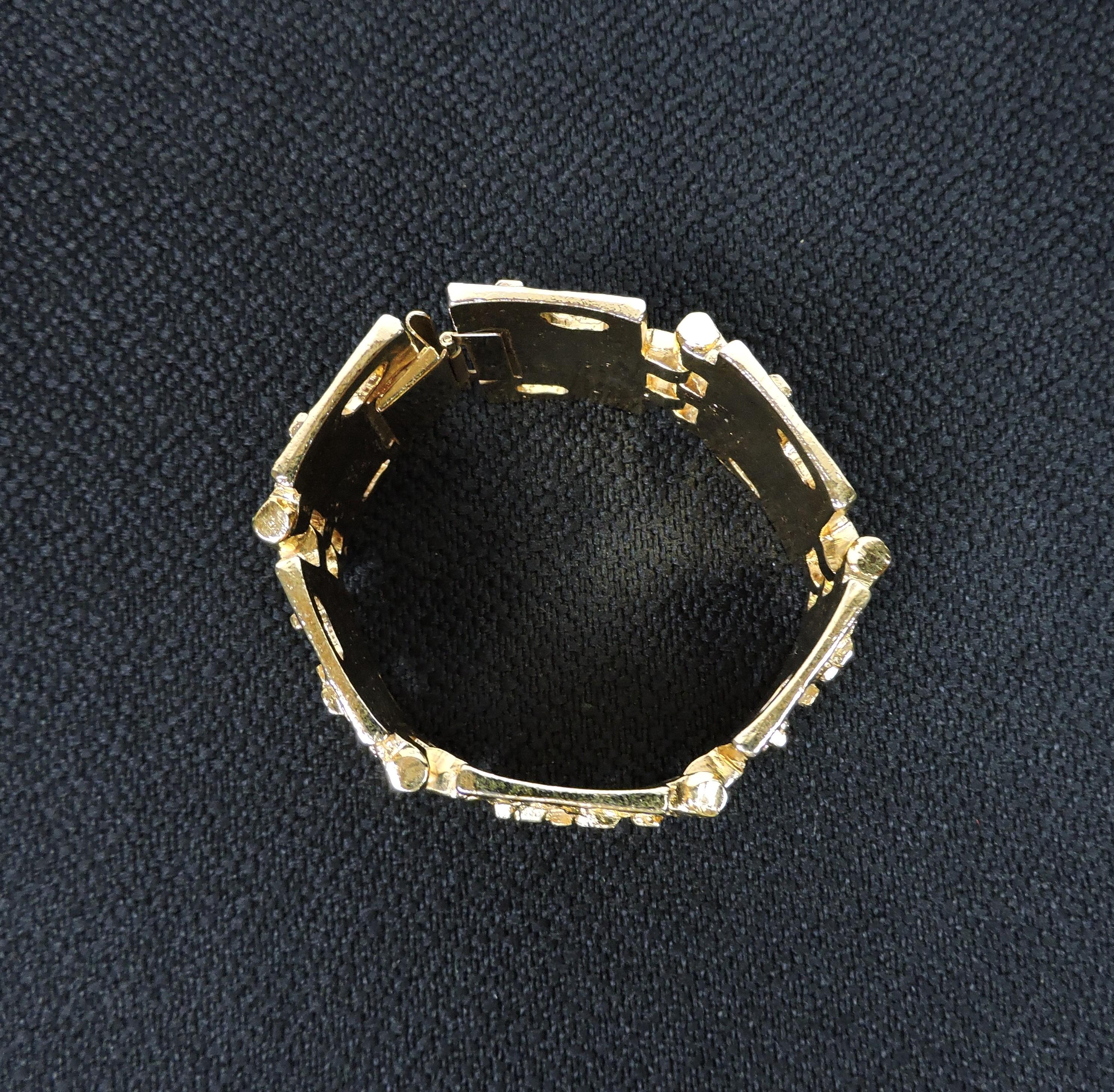 Plated Robert Larin Brutalist Modernist Sculptural Bracelet, Canadian Art Jewelry For Sale