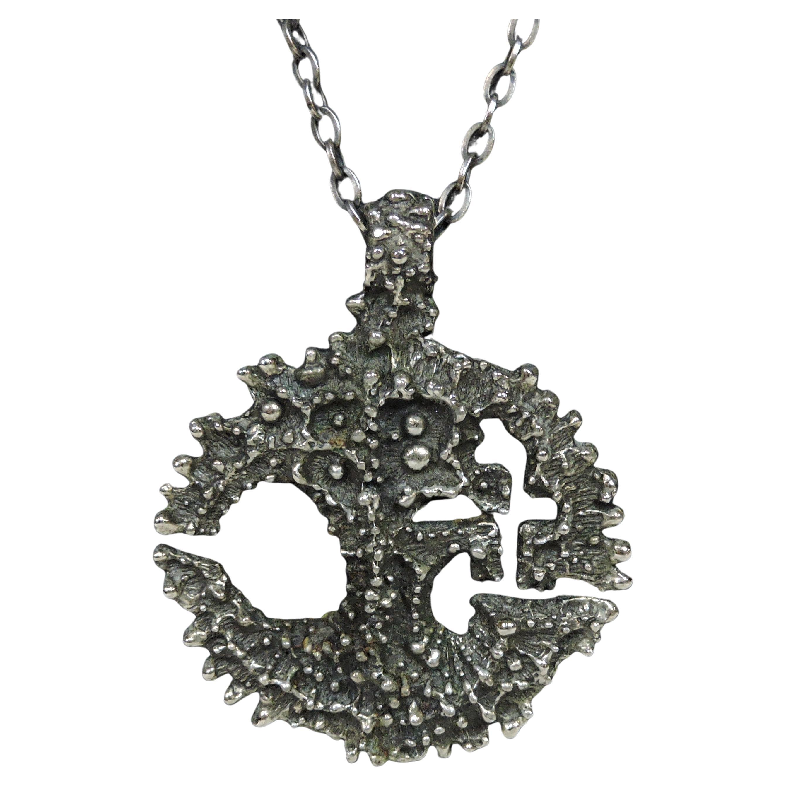 Robert Larin Brutalist Modernist Sculptural Pendant Necklace, Canada Art Jewelry