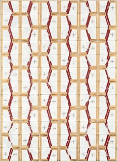 Red Gold Honeycomb, 2018, Robert Larson, Discarded cigarette packaging, Linen