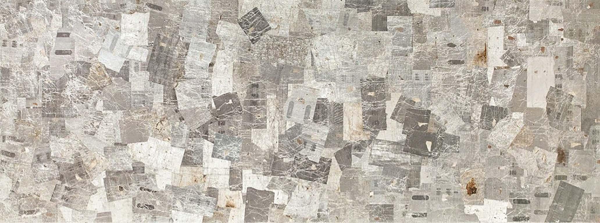 Robert Larson Abstract Painting - Silver Bar, 2014, Discarded Tobacco Foil, Linen, Geometric Abstraction