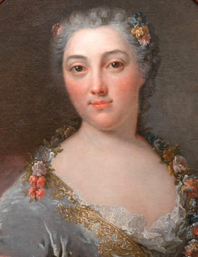 18th c. French School, portrait of a lady as Flora by Robert Le Vrac Tournieres For Sale 2